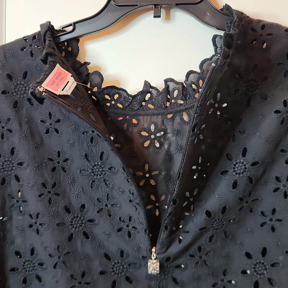 SALE! Kate Spade Black Daisy Eyelet Sleeveless Top Size 14 100% Cotton, Pristine - Picture 12 of 15